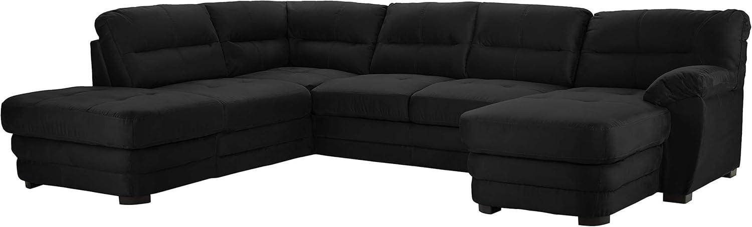 Mivano Wohnlandschaft Royale, Zeitloses Schlafsofa in U-Form mit Bettfunktion, Stauraum und hohen Rückenlehnen, 316 x 90 x 230, Mikrofaser, schwarz Bild 1