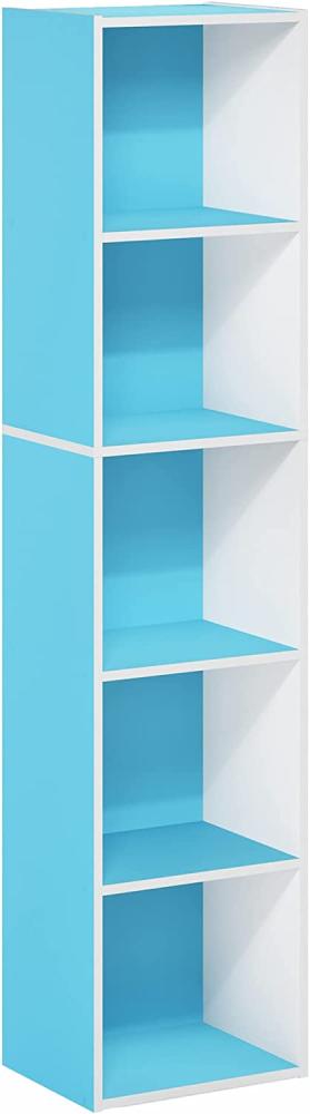 Furinno Luder Bücherregal mit 5 Etagen, Holz, Hellblau Weiß, 23. 7(D) x 30. 5(W) x 132. 2(H) cm Bild 1