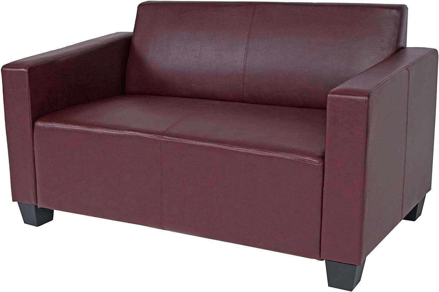 2er Sofa Couch Lyon Loungesofa Kunstleder ~ rot-braun Bild 1