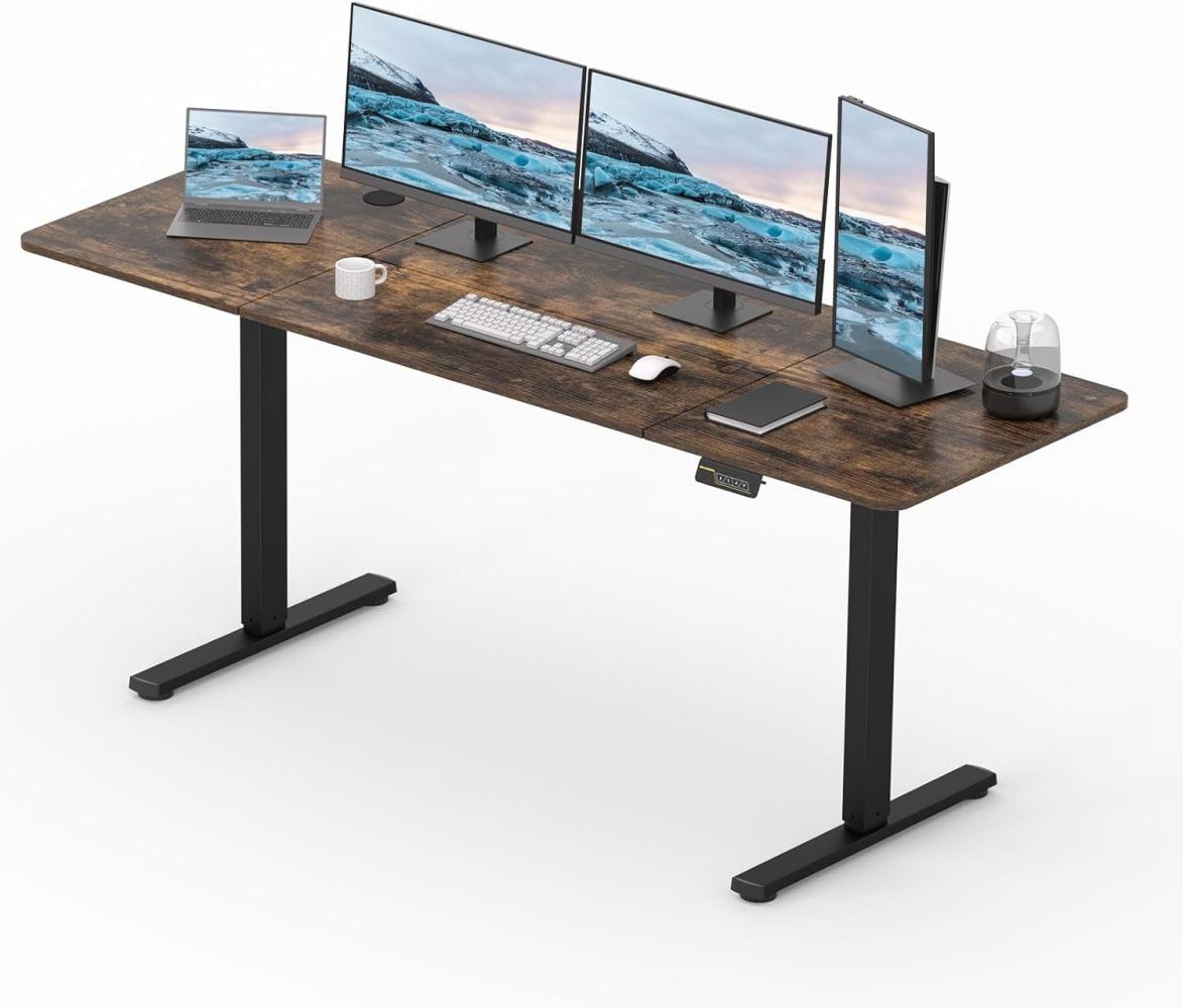 SANODESK Elektrischer Höhenverstellbarer Schreibtisch einfach mit Tischplatte, Memory Funktion und Haken, Schreibtisch Höhenverstellbar Elektrisch für Heimbüro, Homeoffice und Hause(200 x 80cm, braun) Bild 1