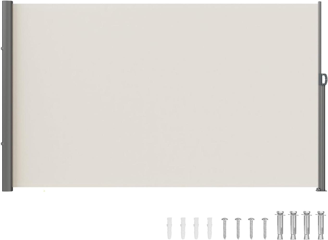 VEVOR Seitenmarkise 180 x 300 cm Seitenwandmarkise aus 180 g/m² Polyestergewebe mit PU-Beschichtung Markise einziehbarer Griff mit Federmechanismus Sichtschutz Blickschutz für Balkone Innenhöfe Beige Bild 1
