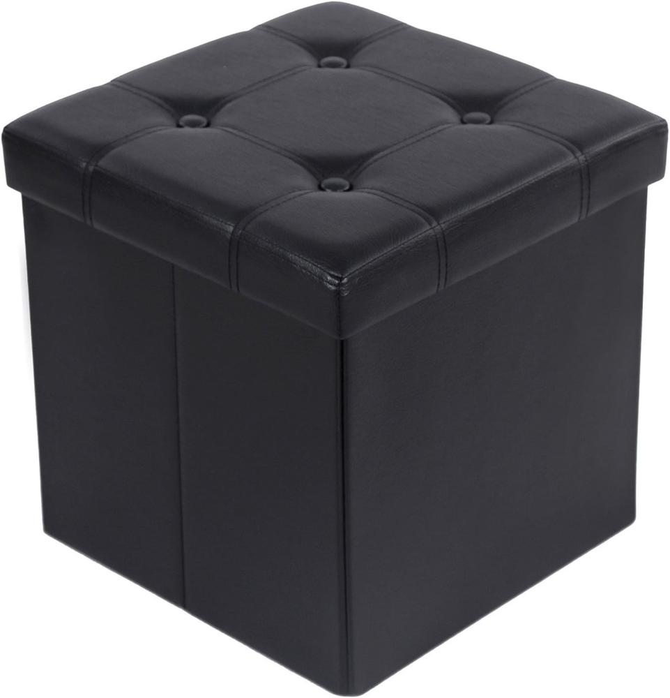 SONGMICS Sitzbank mit Stauraum belastbar bis 300 kg, Kunstleder, schwarz, 38 x 38 x 38 cm, LSF30B Bild 1