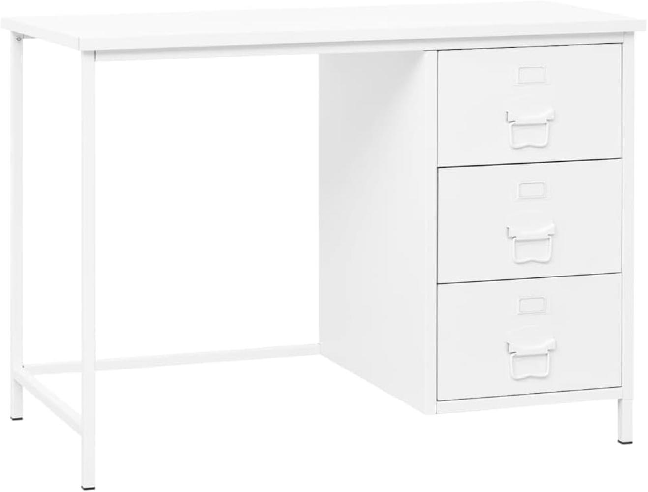 Schreibtisch Industrie-Stil mit Schubladen Weiß 105x52x75 cm Bild 1