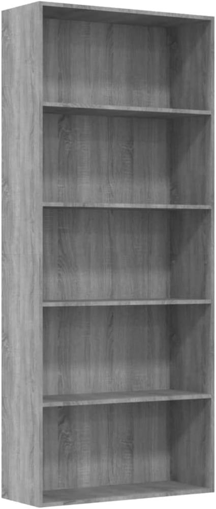 Bücherregal 5 Fächer Grau Sonoma 80x30x189 cm Holzwerkstoff Bild 1