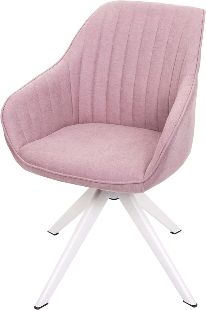 Esszimmerstuhl HWC-K27, Küchenstuhl Stuhl mit Armlehne, drehbar Stoff/Textil ~ rosa Bild 1