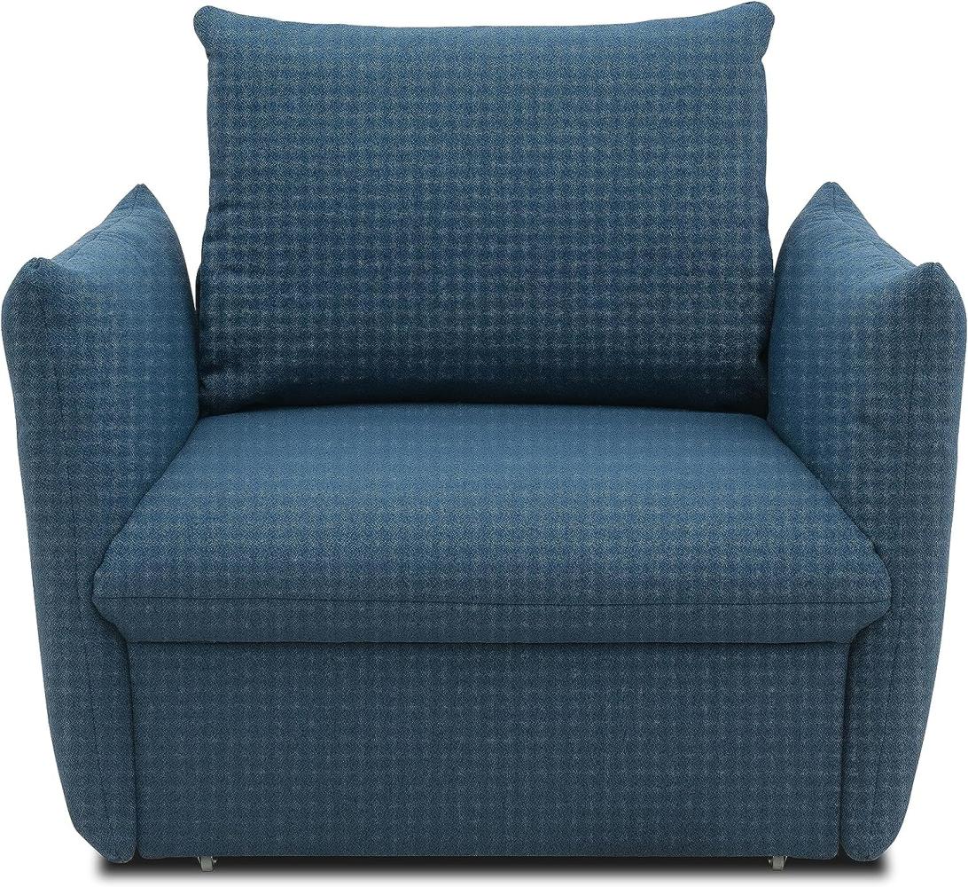 DOMO Collection Cloud Box Sessel mit Schlaffunktion und Boxspringfederung, Sofa mit Bettauszug, Polstersessel, Einzelsessel, blau, 120 Bild 1