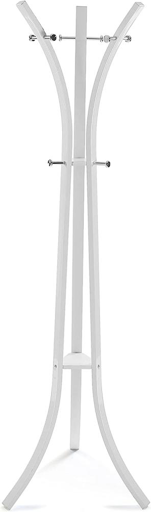Versa Kiefer Minimalistischer Garderobenständer für den Eingangsbereich, mit 8 Haken für Kleidung oder Taschen für die Halle, Maßnahmen (H x L x B) 175 x 58 x 58 cm, Metall, Farbe: Weiß Bild 1