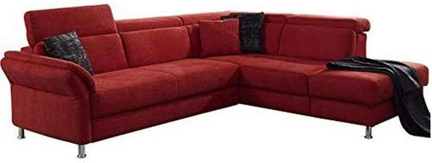 Cavadore Ecksofa Avagnoon mit Ottomane rechts, L-Form Sofa mit Kopfteilverstellung, Bettfunktion und Armteilverstellung, 269 x 81 x 228, Flachgewebe rot Bild 1