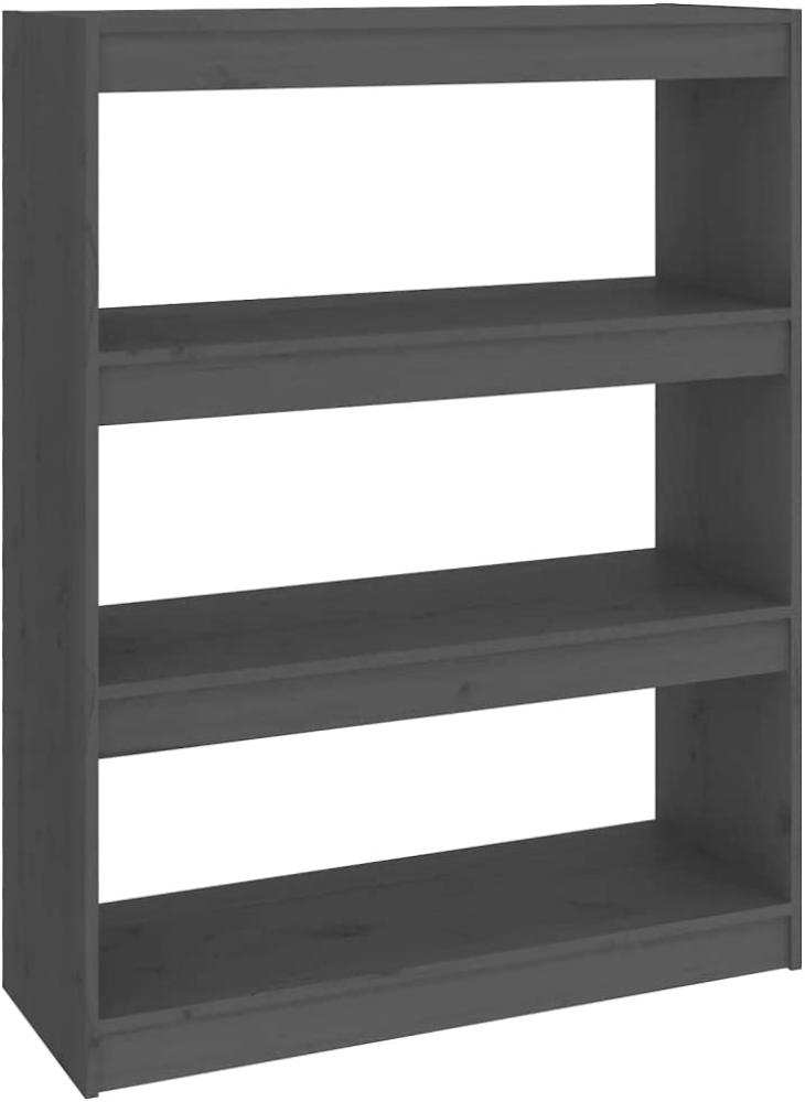 Bücherregal Raumteiler Grau 80x30x103,5 cm Massivholz Kiefer Bild 1