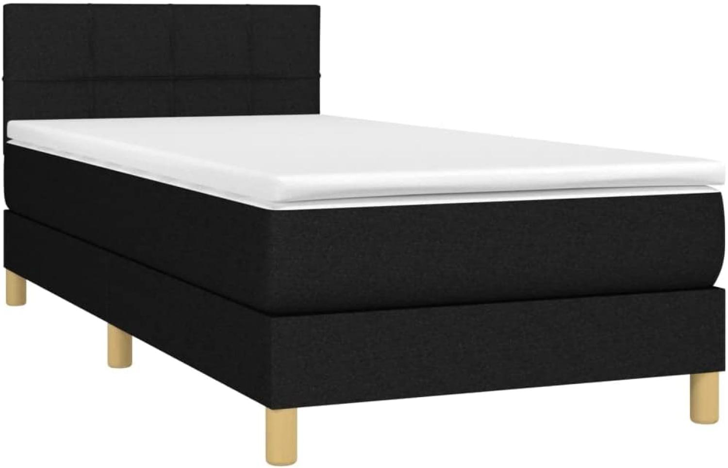 vidaXL Boxspringbett mit Matratze & LED Schwarz 100x200 cm Stoff Bild 1