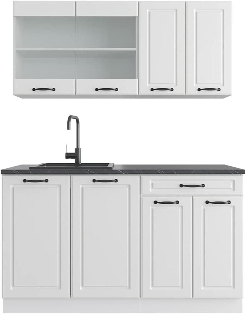 Vicco Küchenzeile Küchenblock Einbauküche R-Line Single Landhaus (Weiß/Weiß) Bild 1