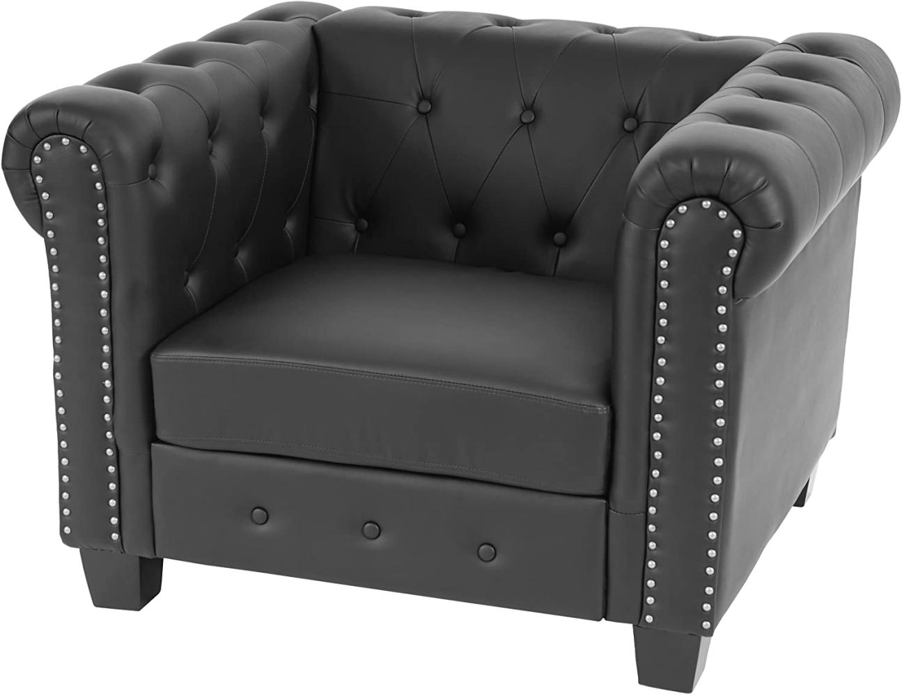 Luxus Sessel Loungesessel Relaxsessel Chesterfield Kunstleder ~ eckige Füße, schwarz Bild 1