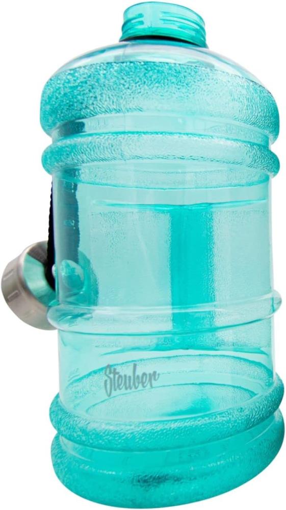Steuber Jumbo Sport-Trinkflasche mit Edelstahldeckel, 2000 ml, mit praktischem Tragegriff, grün, mit Skala und Tragelasche Bild 1