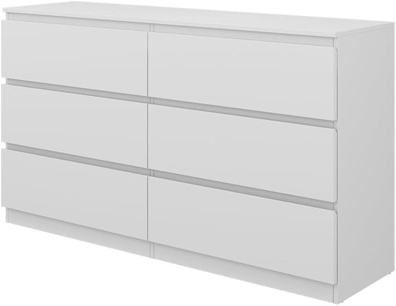 Vicco Kommode Calisto, Weiß 138 x 78,5 cm, mit 6 Schubfächer, Sideboard, Schrank Bild 1
