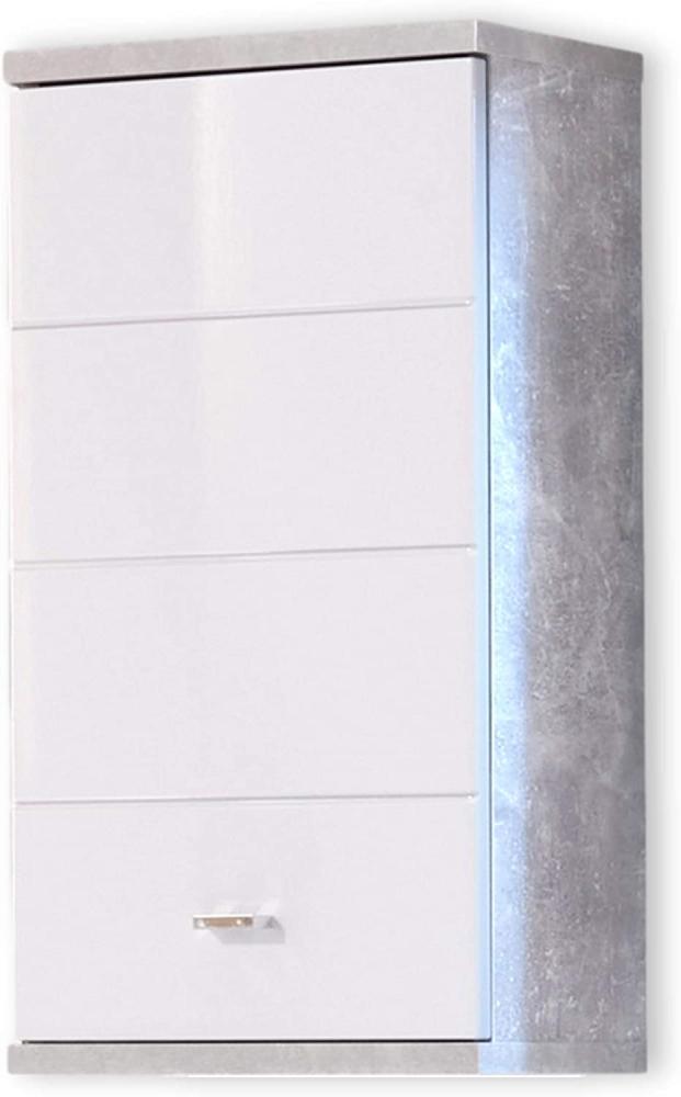 Stella Trading POOL Badezimmer Hängeschrank in Beton Optik, Weiß - Moderner Badezimmerschrank Bad Schrank mit viel Stauraum - 38 x 71 x 23 cm (B/H/T) Bild 1