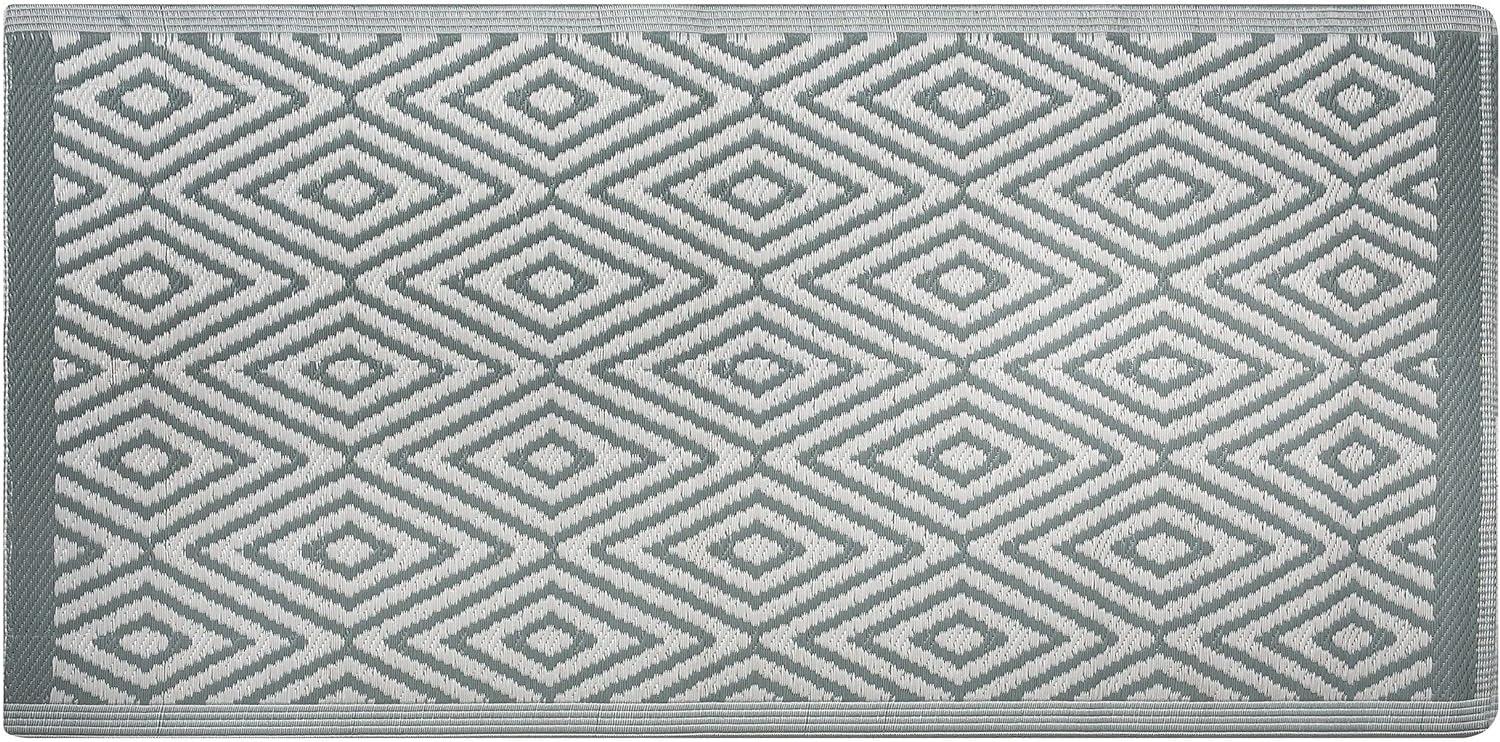 Outdoor Teppich hellgrün 90 x 150 cm geometrisches Muster Kurzflor SIKAR Bild 1