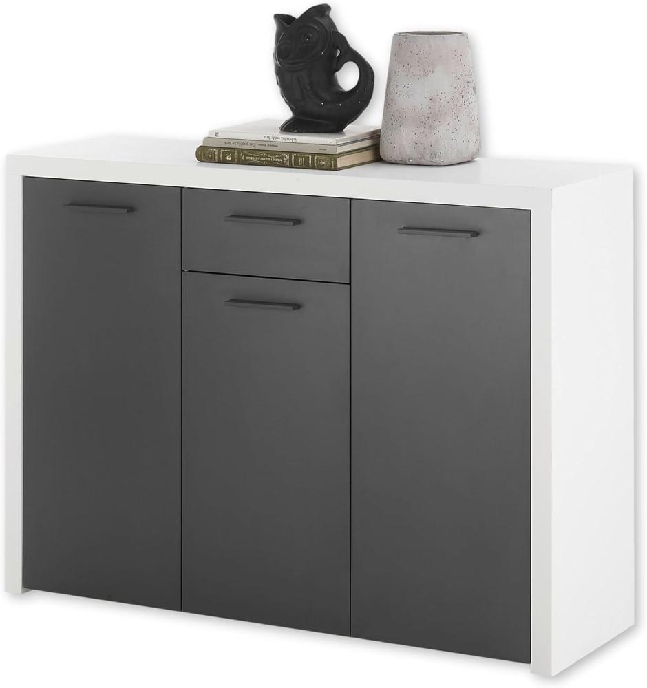 MODICA Sideboard in Weiß, Anthrazit - Moderne Kommode mit Schublade und viel Stauraum - 119 x 88 x 38 cm (B/H/T) Bild 1