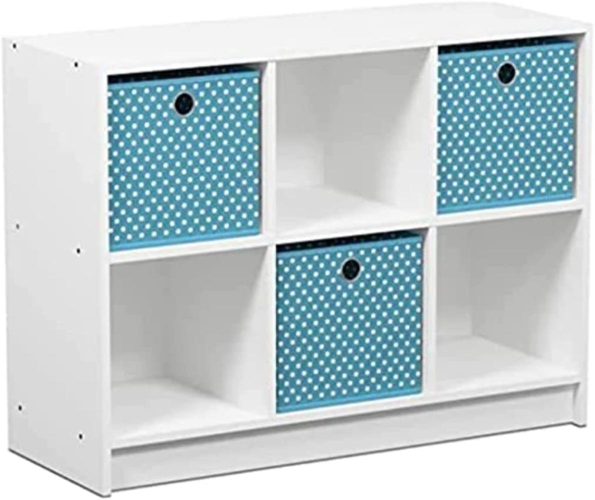 Furinno Basic Bücherregal mit 6 Fächern und 3 Einschüben, Weiß/Hellblau, 30. 23 x 30. 23 x 59. 94 cm Bild 1