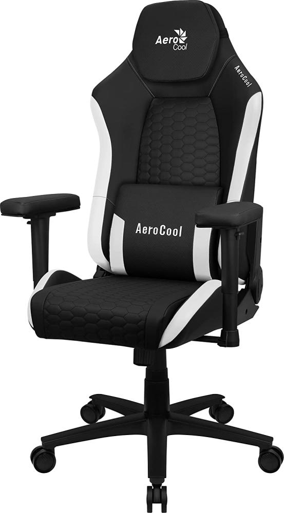 Aerocool CROWNBW Weiß, Ergonomischer Gaming Stuhl, Verstellbare Kissen, Premium Kunstleder Bild 1