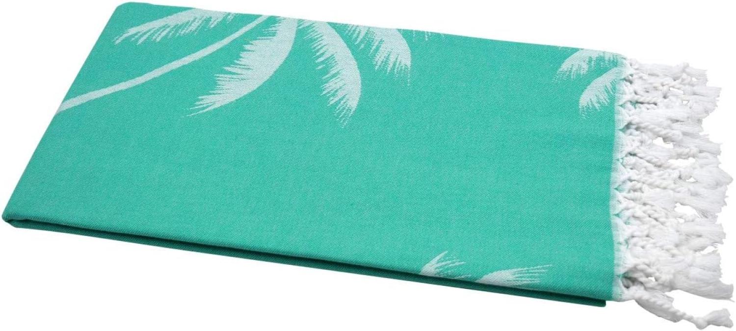 Strandtuch smaragdgrün mit Palmen Motiv ca. 100x175 cm Bild 1