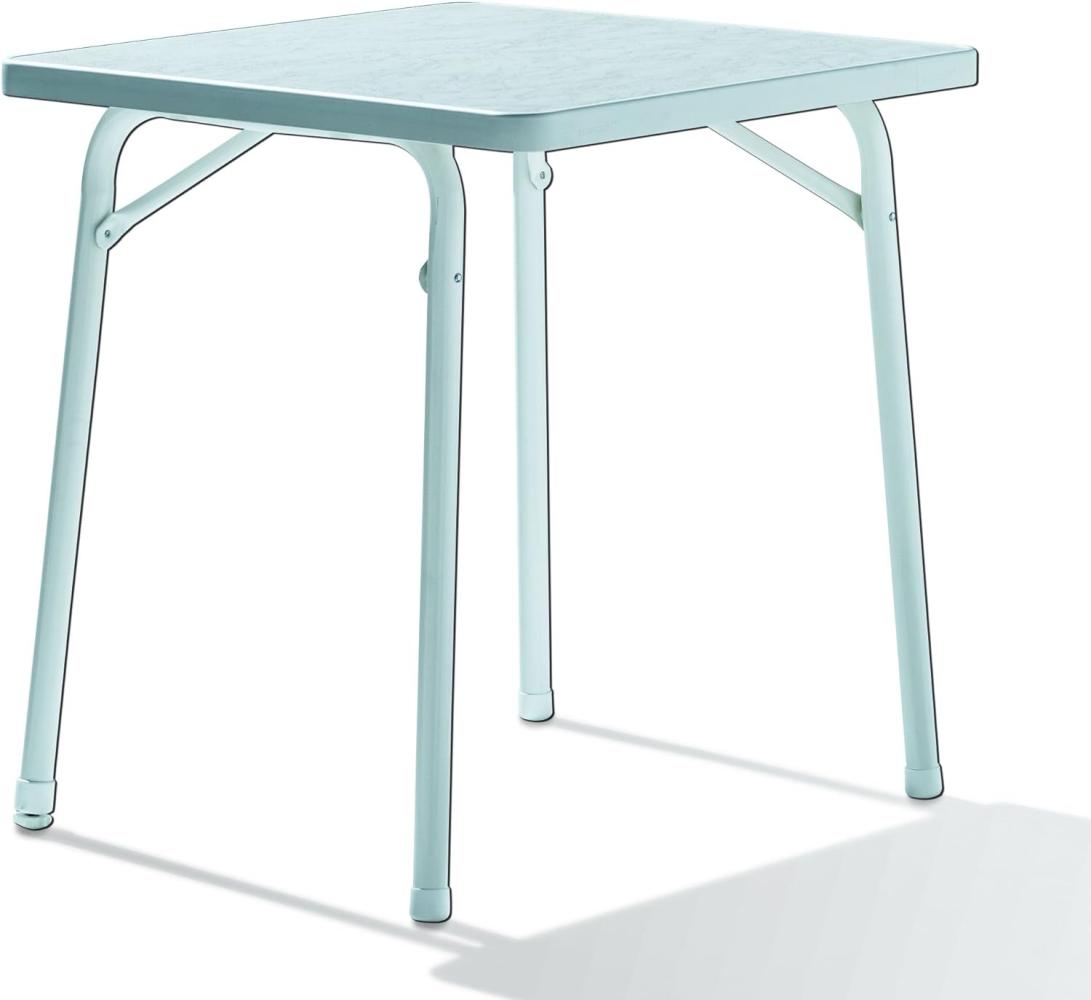 Sieger 111/W Garten-Klapptisch mit mecalit-Pro-Platte 70 x 70 cm, Stahlrohrgestell weiß, Tischplatte Marmordekor weiß Bild 1