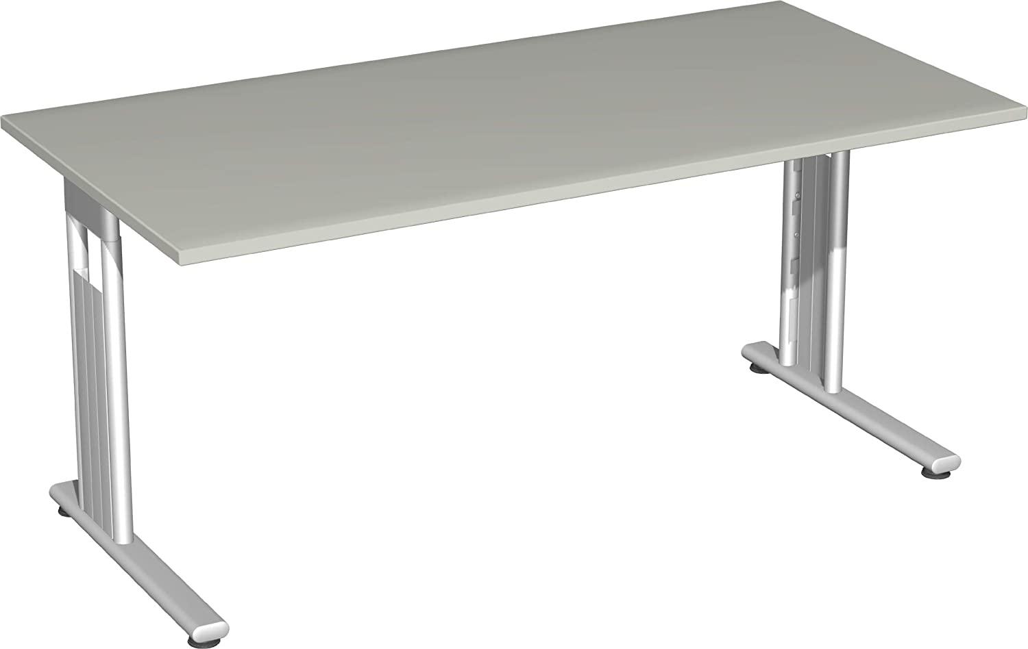 'C Fuß Flex' Schreibtisch, lichtgrau/ Silber, 160 x 80 x 72 cm Bild 1