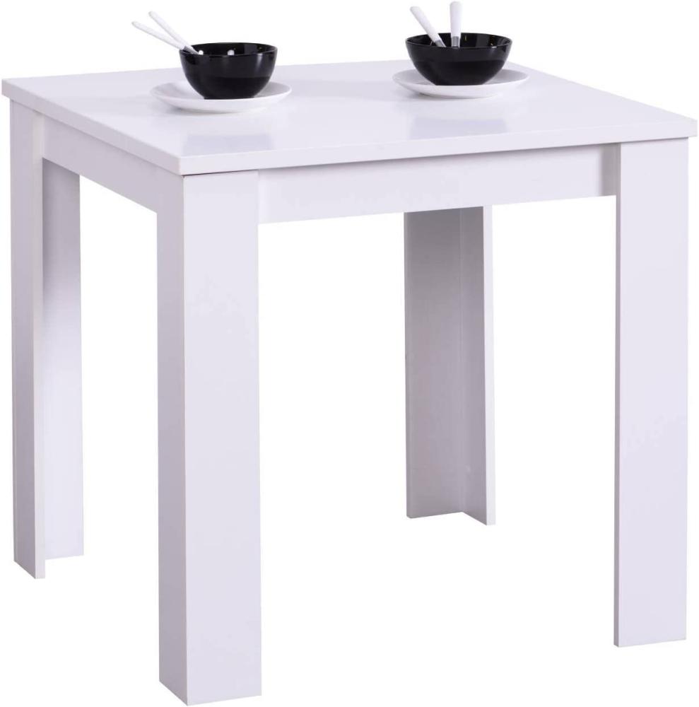 Esstisch Esszimmertisch Holztisch Küchentisch 80x80 cm Holz Massiv Weiß Bild 1