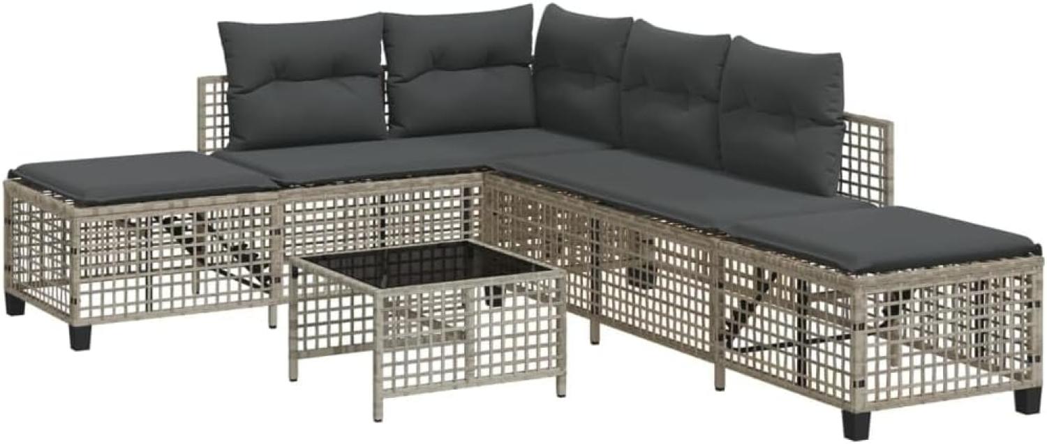 3-tlg. Garten-Ecksofa-Set mit Kissen Hellgrau Poly Rattan 365449 Bild 1