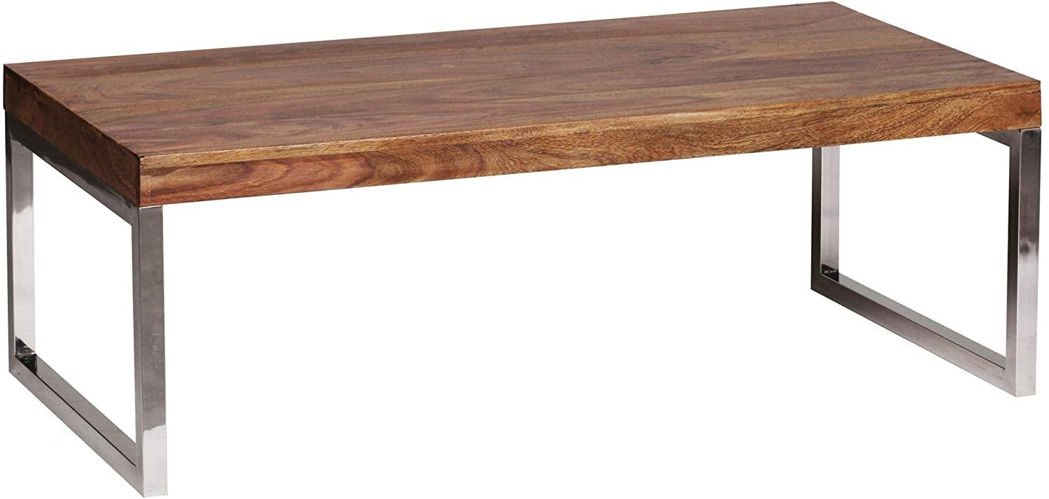 Wohnling Couchtisch 120 x 60 x 40 cm Massiv Holz Tisch | Massiver Design Wohnzimmertisch aus Massivholz, Sheesham Bild 1