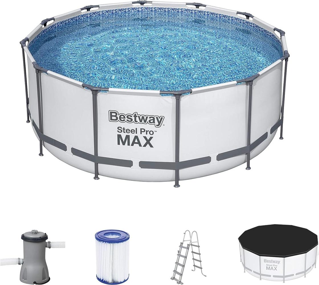 Bestway Steel Pro Max Swimmingpool Filterpumpe Leiter Cover Rund 366x122cm Bild 1