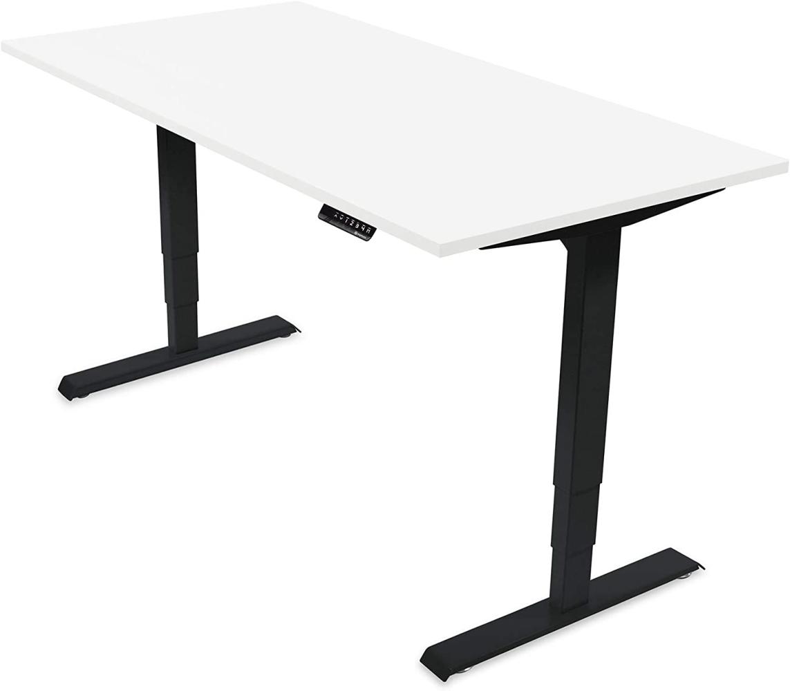 Ergotopia® Elektrisch höhenverstellbarer Schreibtisch | 5 Jahre Garantie | Ergonomischer Steh-Sitz Tisch mit Memory Funktion | Beugt Rückenschmerzen vor & Macht produktiver (160x80 cm, Weiß, S) Bild 1