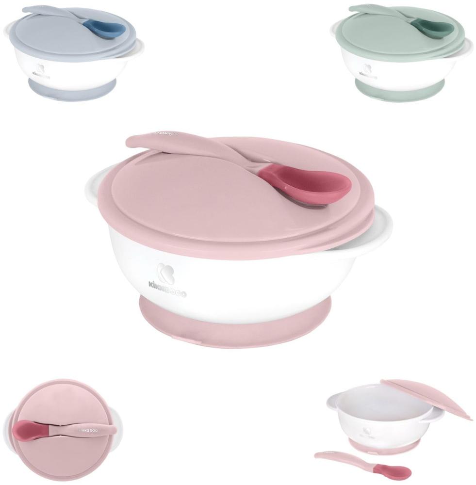 Kikkaboo Baby Essschüssel 250 ml Löffel mit Wärmesensor Warmhalteschüssel Deckel rosa Bild 1