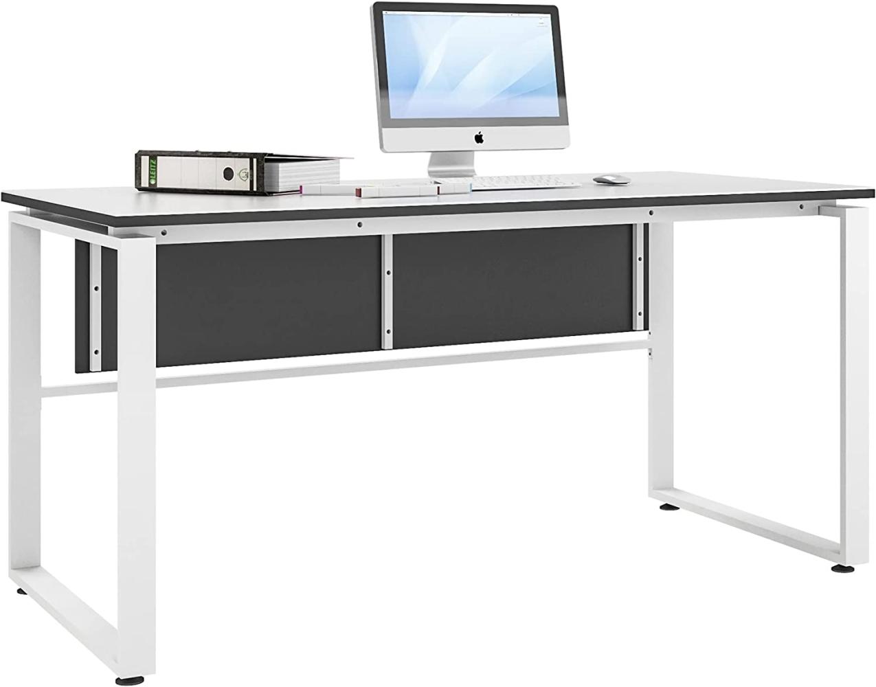 Schreibtisch >TRENDO< (BxHxT: 160x79x80 cm) in anthrazit - Weißglas Bild 1