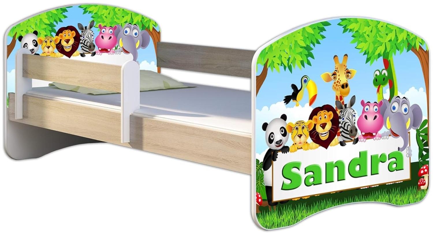 Kinderbett Jugendbett mit einer Schublade und Matratze Sonoma mit Rausfallschutz Lattenrost ACMA II 140x70 160x80 180x80 (01 Zoo name, 160x80) Bild 1