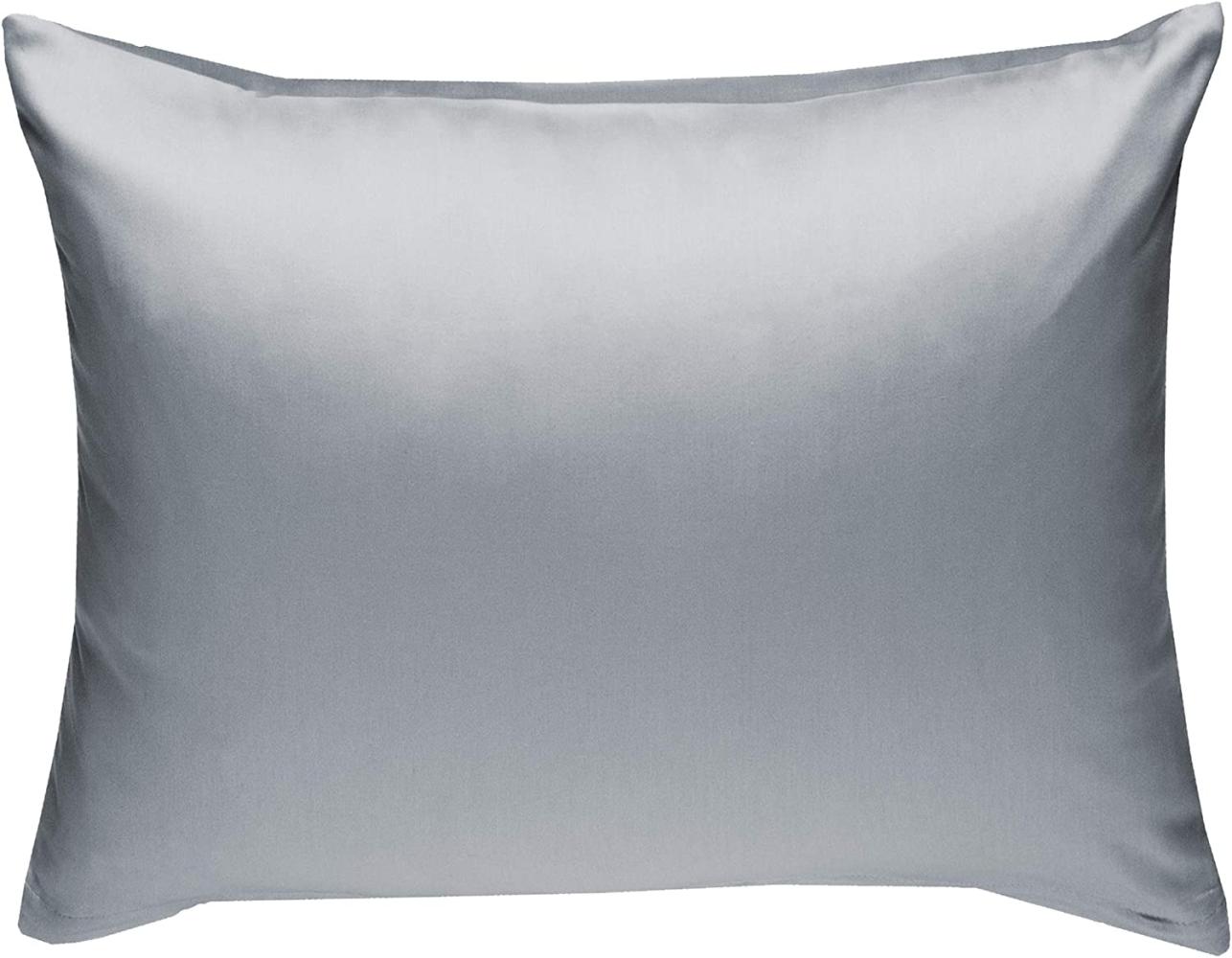 Bettwaesche-mit-Stil Mako-Satin / Baumwollsatin Bettwäsche uni / einfarbig grau Kissenbezug 70x90 cm Bild 1