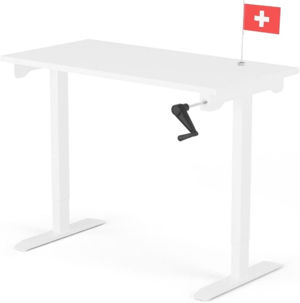 manuell höhenverstellbarer Schreibtisch EASY 120 x 60 cm - Gestell Weiss, Platte Weiss Bild 1
