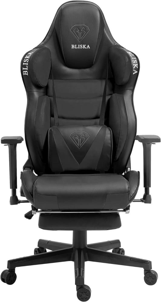 Gaming Stuhl Chair Racing Chefsessel mit Sportsitz und ergonomsichen 4D-Armlehnen Schwarz Bild 1