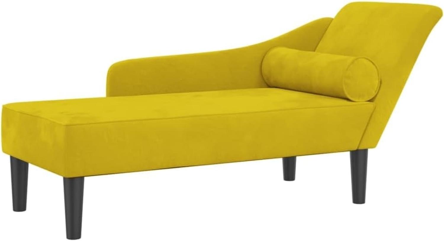 vidaXL Chaiselongue mit Kissen Gelb Samt Bild 1