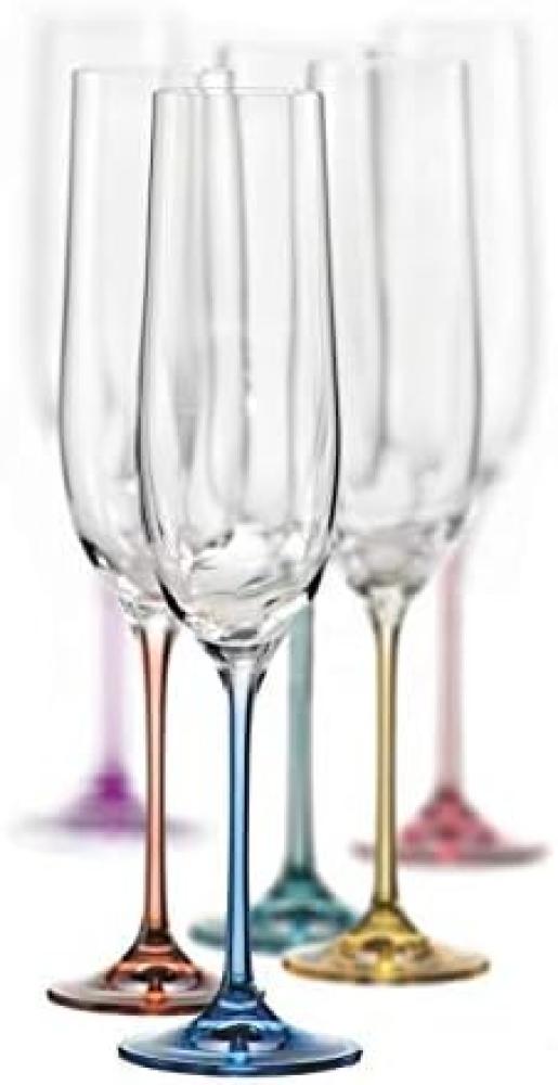 Bohemia Crystal Spectrum Rainbow Champagnerflöten mit bunten Kristallen 6 Stück je Basis eine andere Farbe, bleifrei Bild 1