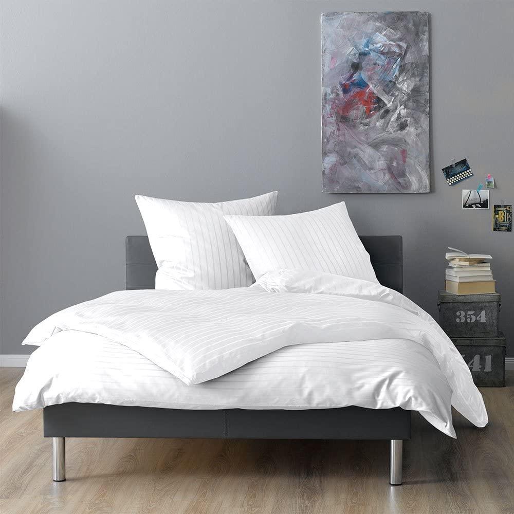 Lorena Mako-Satin Bettwäsche Verona | Bettbezug einzeln 155x220 cm | weiss Bild 1