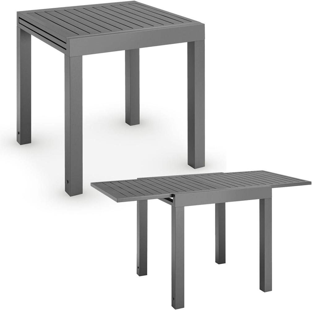 Juskys Gartentisch Laki 70x70 cm ausziehbar - Aluminium Esstisch zum Ausziehen - große Tischplatte - Alu Tisch Balkonmöbel Gartenmöbel Anthrazit Bild 1