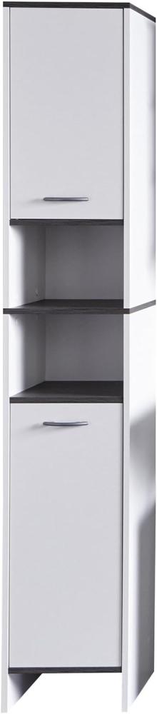 Badmöbel Hochschrank California weiß Sardegna grau 32 x 180 cm Bild 1