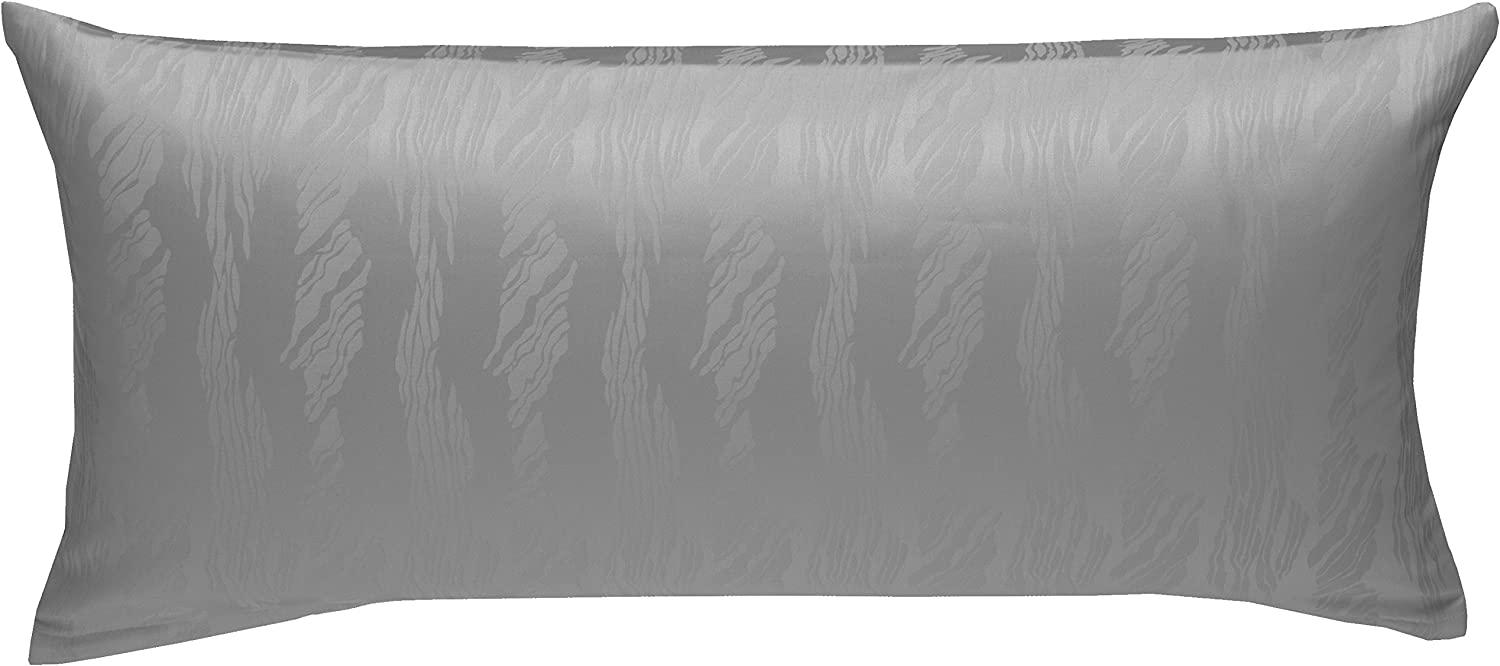 Bettwaesche-mit-Stil Mako Satin Damast Bettwäsche Waves grau Kissenbezug 40x80cm Bild 1
