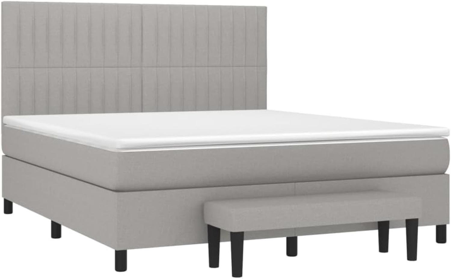 vidaXL Boxspringbett mit Matratze Hellgrau 160x200 cm Stoff Bild 1