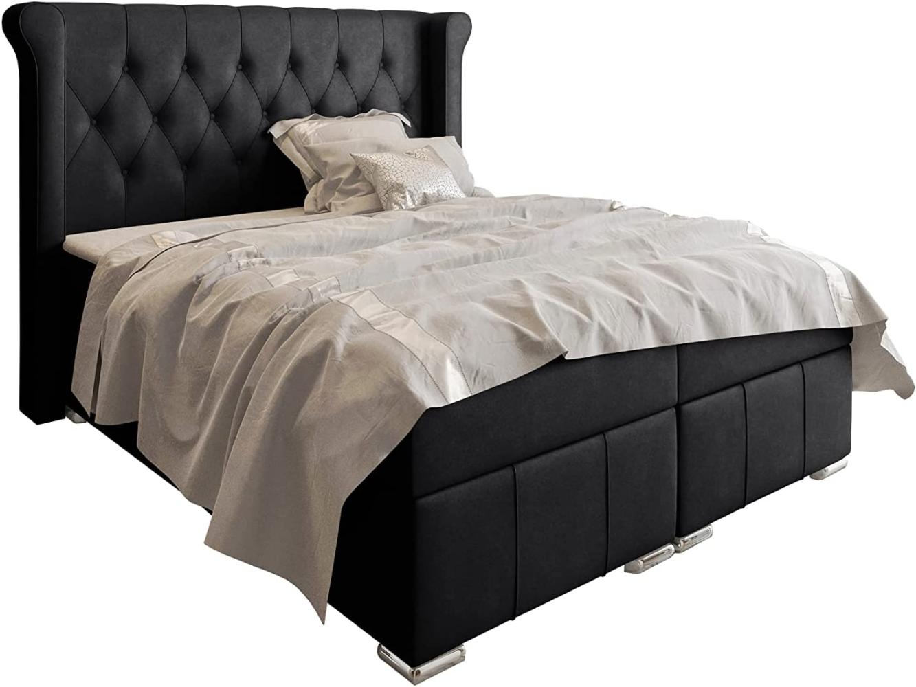 Stylefy 'Alonzo' Boxspringbett, Velours Jasmine Schwarz 200 x 200 cm Bild 1