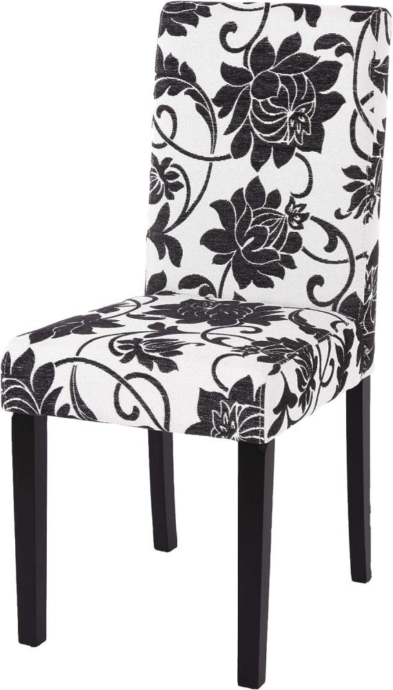 Esszimmerstuhl Littau, Küchenstuhl Stuhl, Stoff/Textil ~ jacquard schwarz, dunkle Beine Bild 1