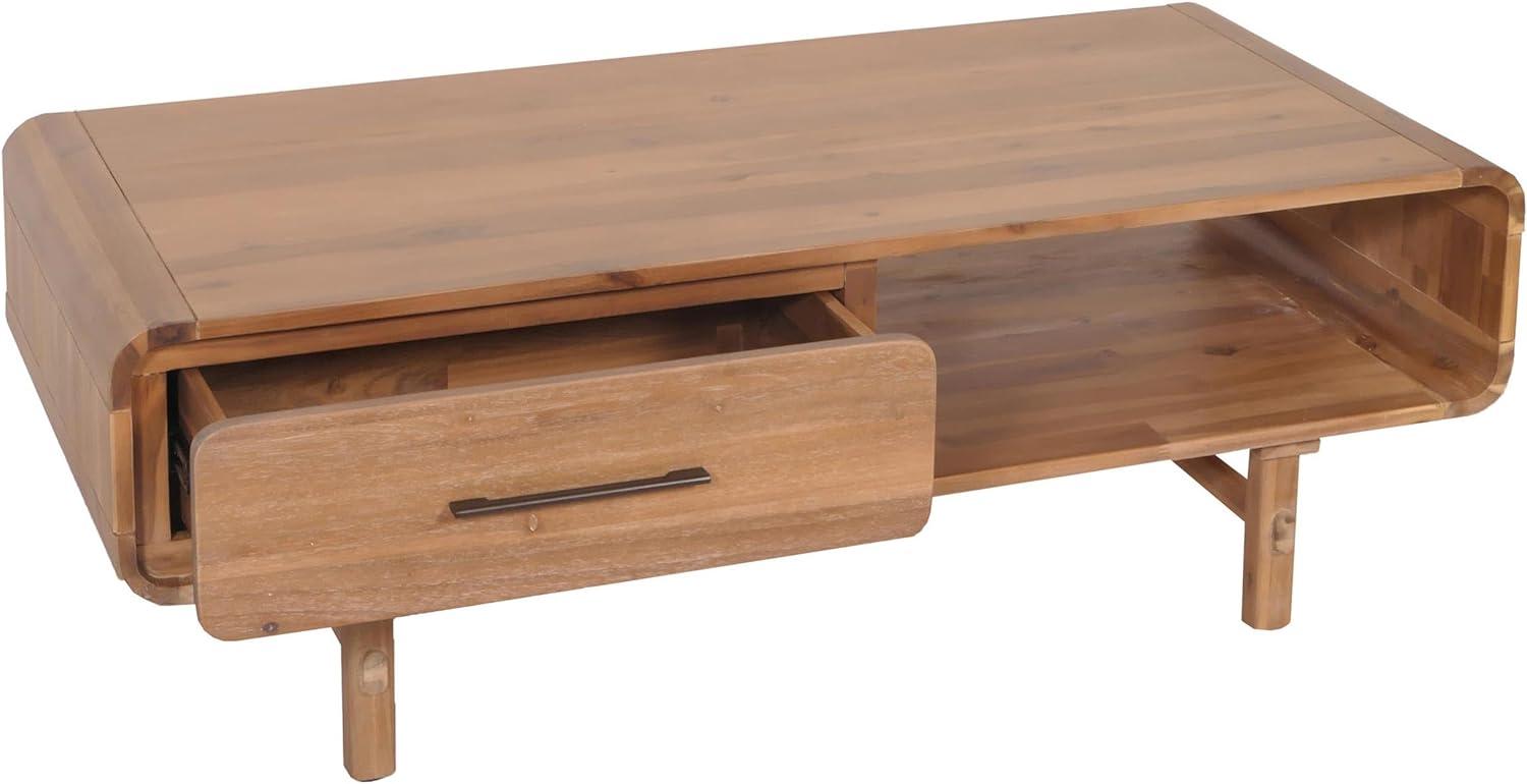 Couchtisch HWC-M47, Wohnzimmertisch Beistelltisch Sofatisch, Schublade, Akazie Massiv-Holz gebeizt 44x125x60cm 25kg Bild 1