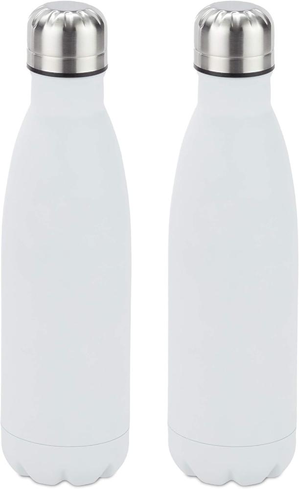 2 x Trinkflasche Edelstahl weiß 10028144 Bild 1