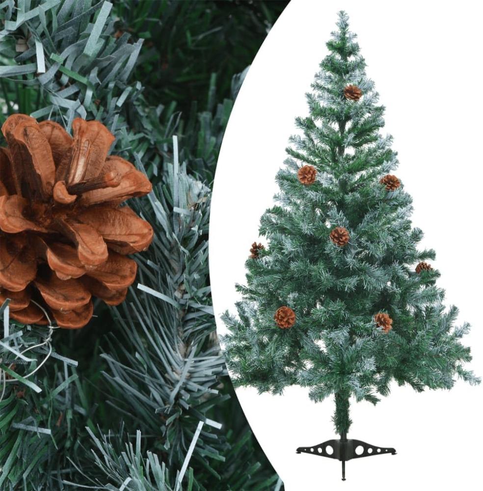 vidaXL Künstlicher Weihnachtsbaum mit Tannenzapfen gefrostet 150 cm Bild 1