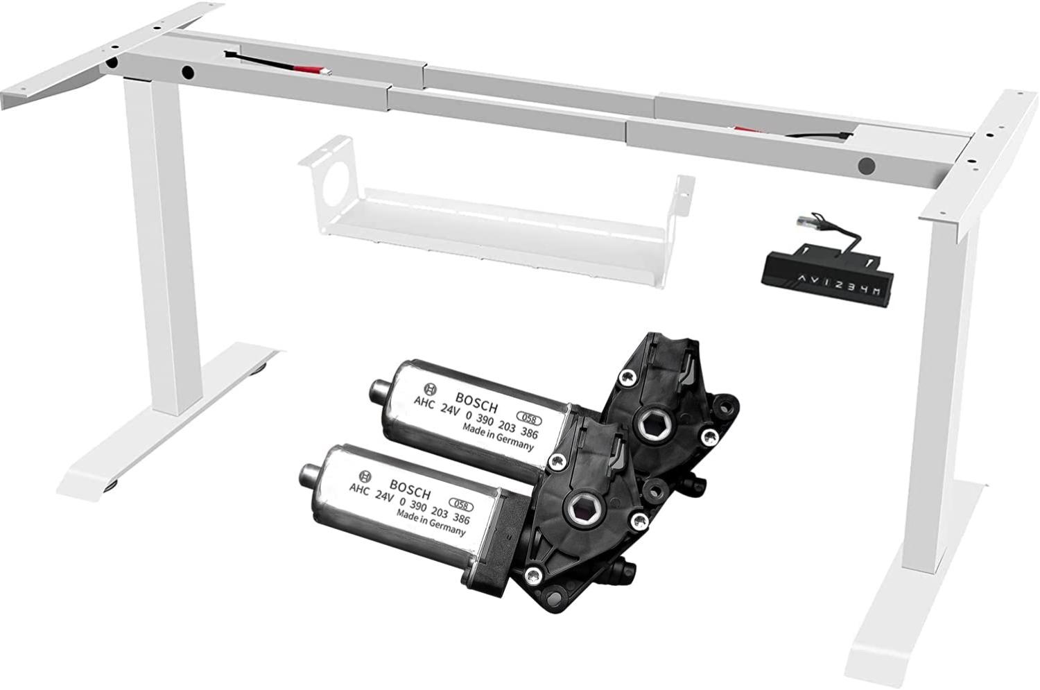 FANZTOOL höhenverstellbarer Schreibtisch-Gestell mit 2 x Bosch Motoren elektrisch stufenlos in Weiß, Arbeitstisch Tischbeine mit Memory-Funktion, USB Steckdose, Kabelwanne Bild 1